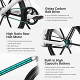EcoRide White Commuter E-Bike - Aluminum Alloy Frame 350W