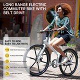 EcoRide White Commuter E-Bike - Aluminum Alloy Frame 350W
