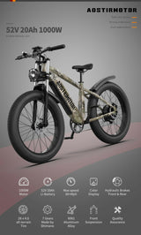 E - Bike 26"1000W Electric Bike 52V 20Ah Battery SAMSUNG All - Terrain Ebike Mountain Bicycle (Camouflage) - Evolvate Pro