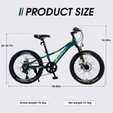 Mountain Bike for Girls and Boys Mountain 20 inch shimano 7-Speed bike - Evolvate Pro