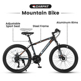 S24102 24 Inch Mountain Bike Boys Girls, Steel Frame, Shimano 21 Speed Mountain Bicycle with Daul Disc Brakes and Front Suspension MTB - Evolvate Pro