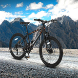 S24102 24 Inch Mountain Bike Boys Girls, Steel Frame, Shimano 21 Speed Mountain Bicycle with Daul Disc Brakes and Front Suspension MTB - Evolvate Pro