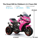 12V Girls Electric Motorcycle, Battery Rechargeable 3 Wheels With Light Wheels - Evolvate Pro