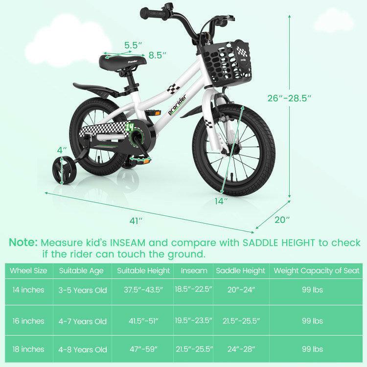 14 Inch Kid's Bike with 2 Training Wheels for 3 - 5 Years Old - Evolvate Pro