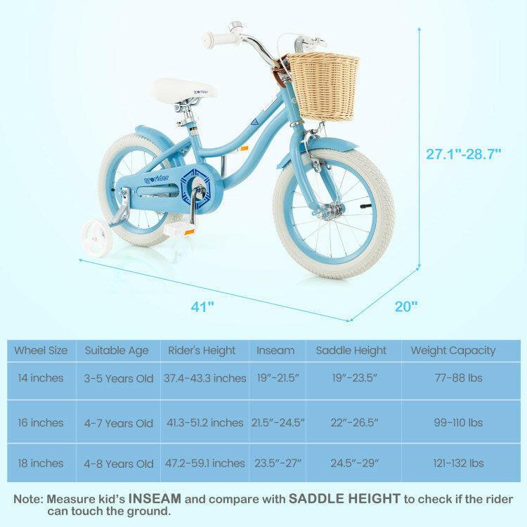 14" Kid's Bike with Training Wheels and Adjustable Handlebar Seat - Evolvate Pro
