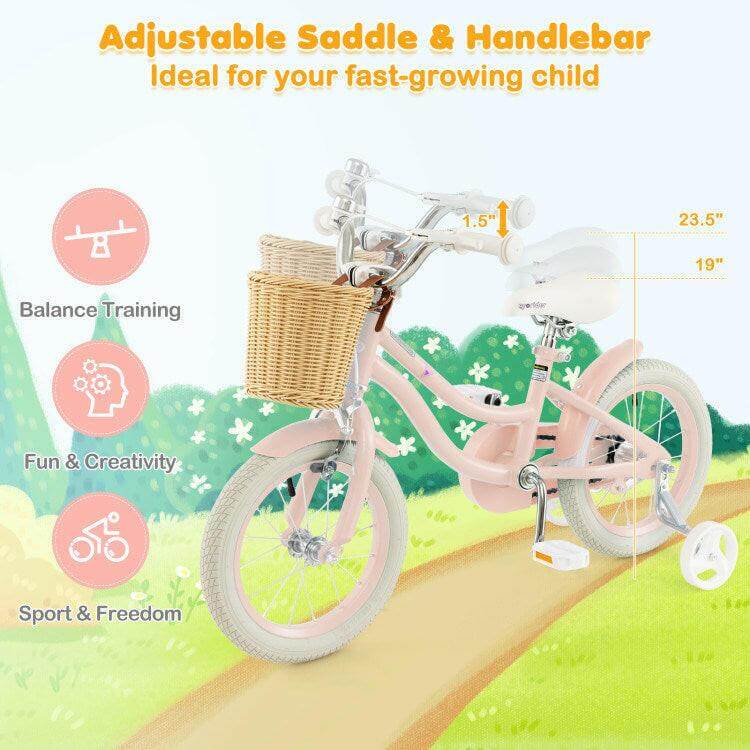 14" Kid's Bike with Training Wheels and Adjustable Handlebar Seat - Evolvate Pro