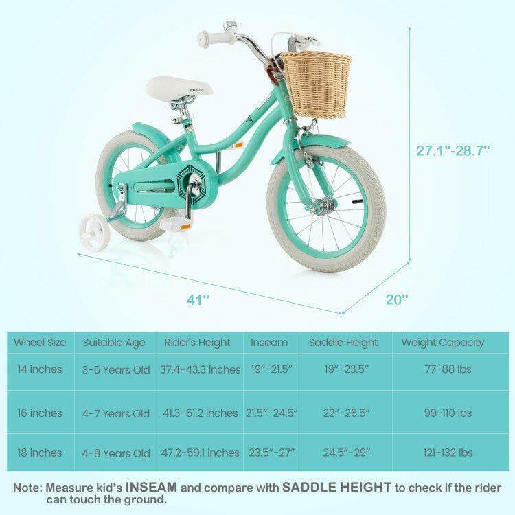 14" Kid's Bike with Training Wheels and Adjustable Handlebar Seat - Evolvate Pro