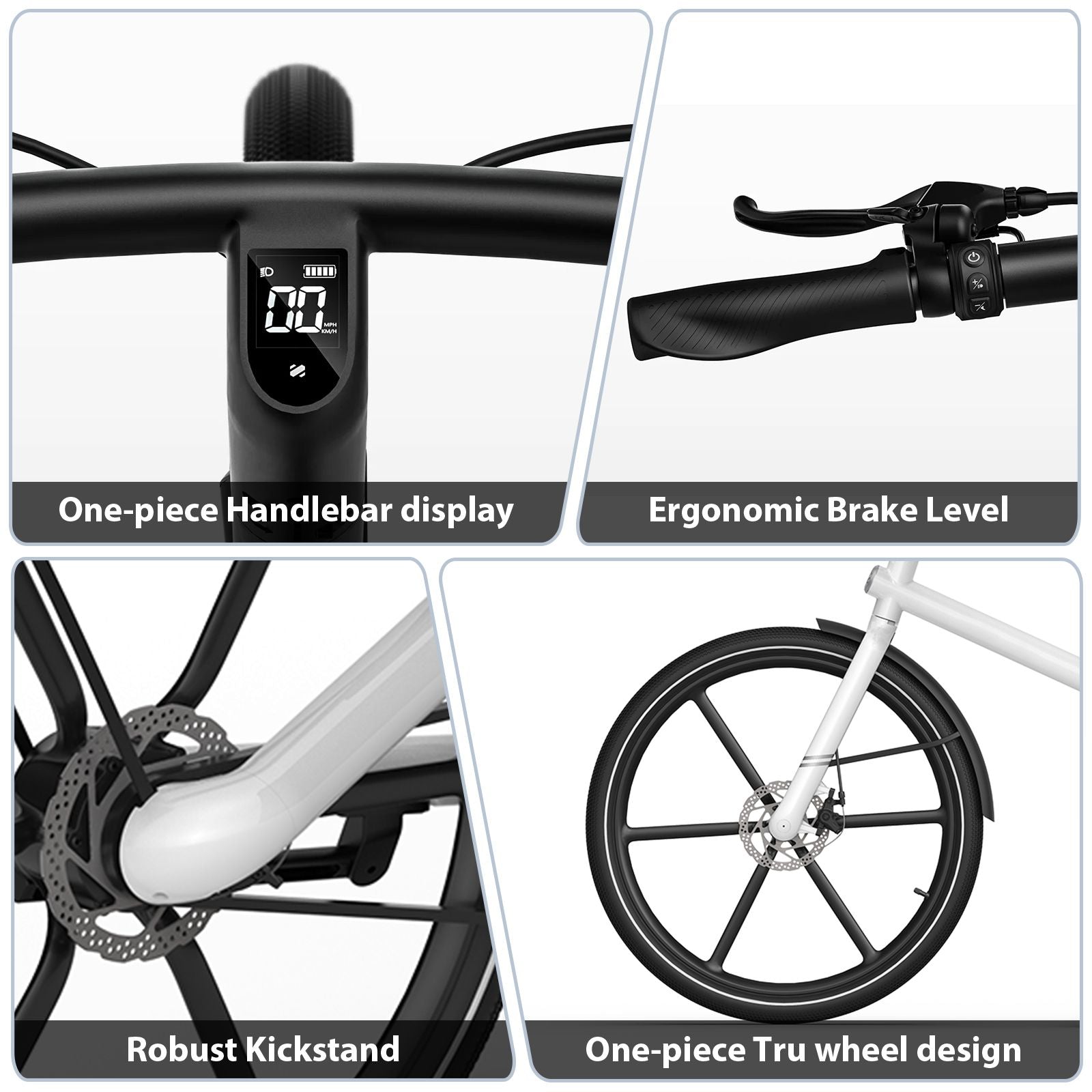 EcoRide White Commuter E-Bike - Aluminum Alloy Frame 350W