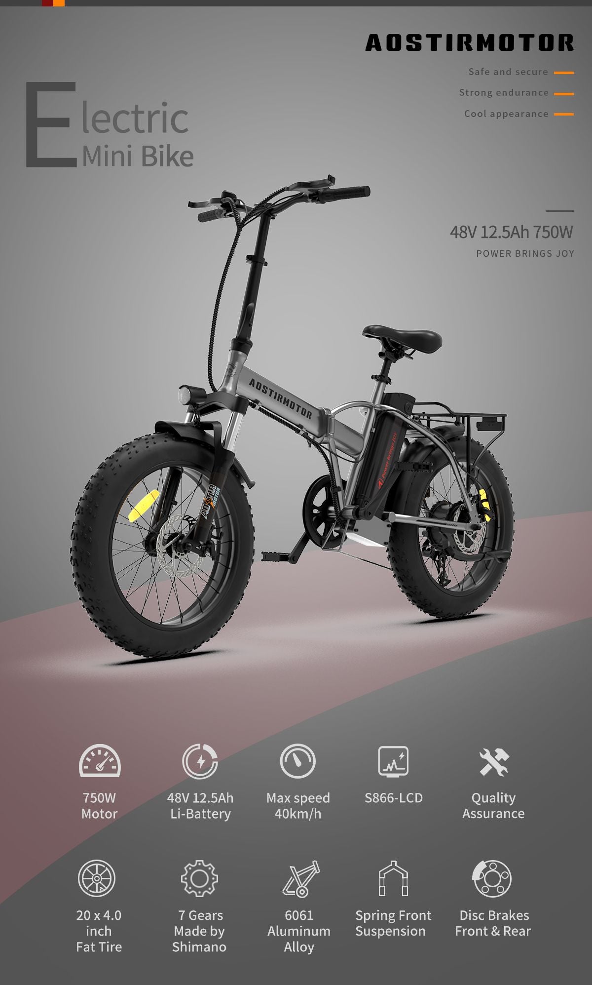AOSTIRMOTOR 750W Foldable Fat Tire Electric Bike – Compact and Powerful Adventure Companion