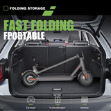 WHOSU J03 PRO Electric Scooter with 8.5-inch tires, offering a range of up to 17/22 miles, powered by a 350W motor, reaching speeds of 19 MPH. This portable, folding electric scooter for adults features a double braking system and app connectivity for com