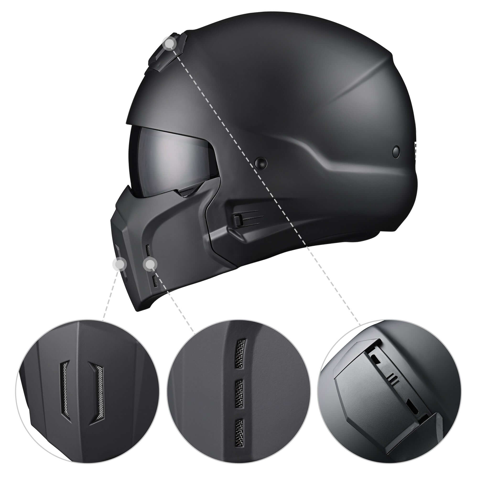 Detachable Chin Open Face helmet