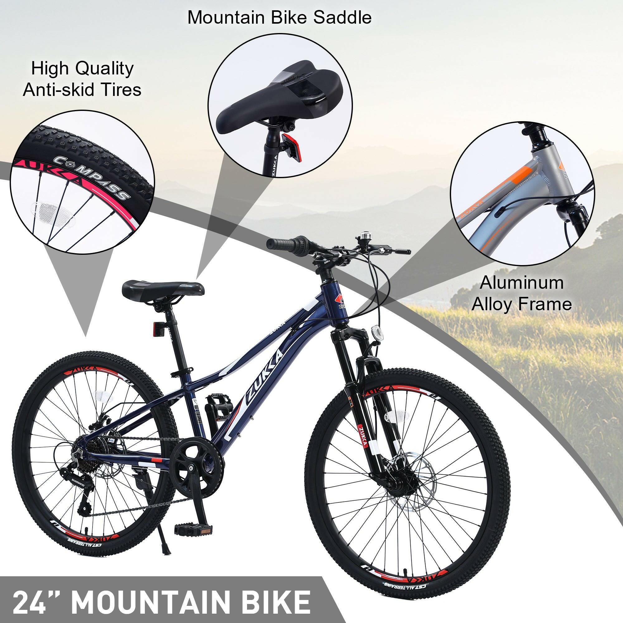Mountain Bike for Girls and Boys Mountain 24 inch shimano 7-Speed bike - Evolvate Pro