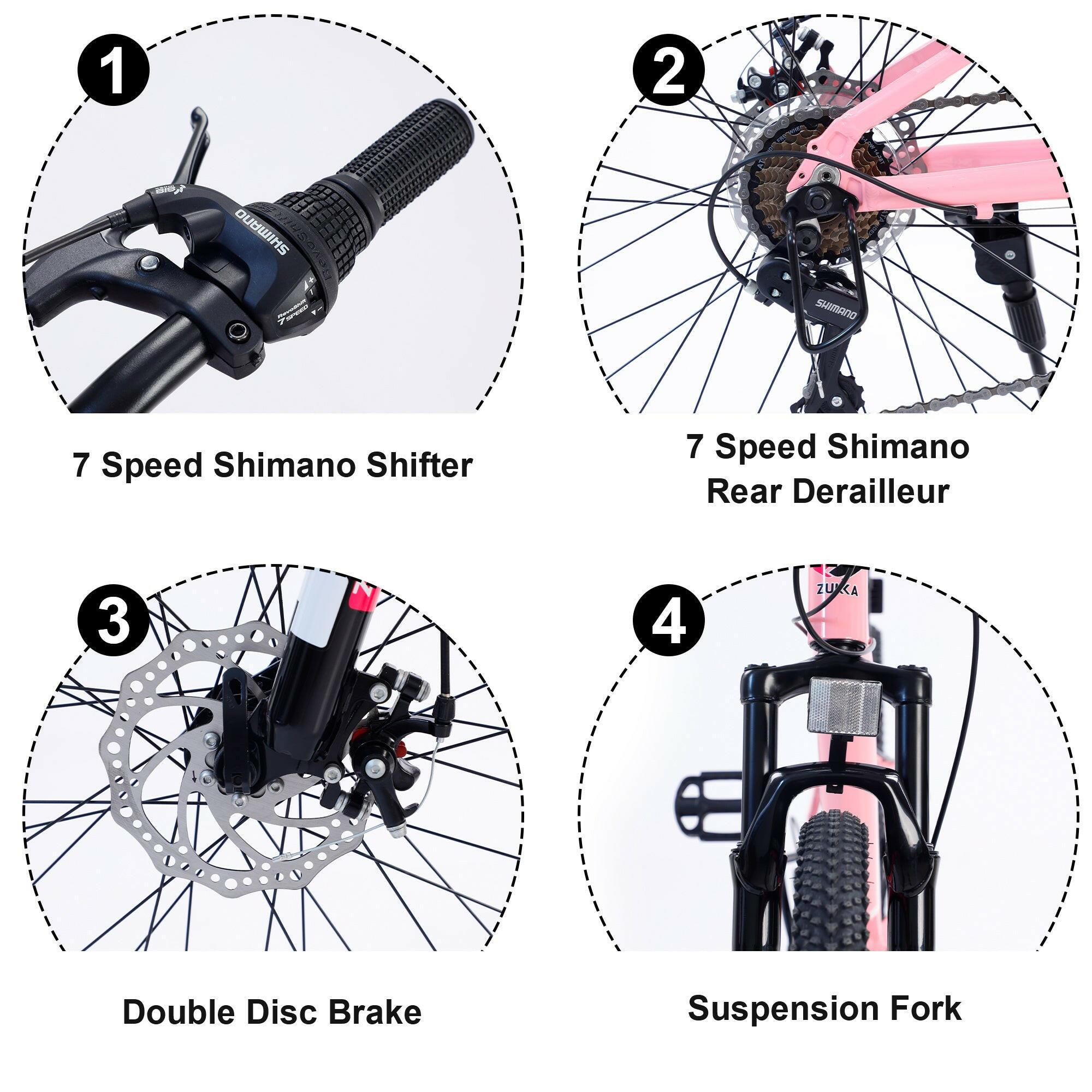 Mountain Bike for Girls and Boys Mountain 24 inch shimano 7-Speed bike - Evolvate Pro